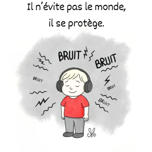 Il n’évite pas le monde, il se protège. Le monde peut parfois faire trop de bruit pour un cœur sensible. Alors il se crée une bulle, juste à lui, pour respirer.