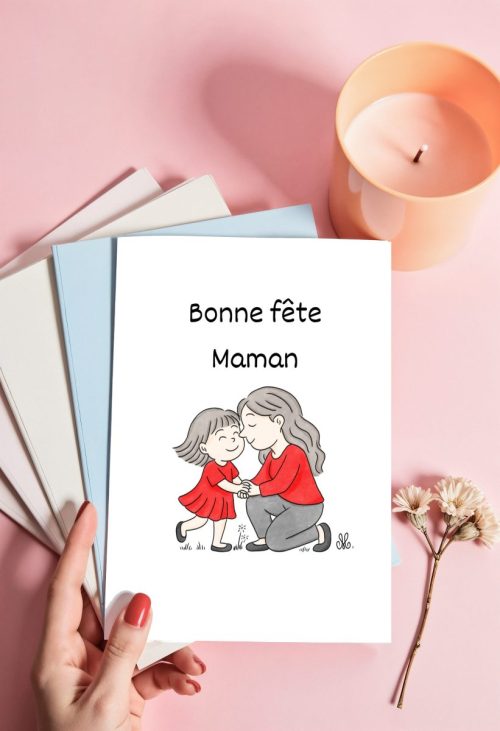 Carte à offrir A6 Bonne fête Maman avec enveloppe